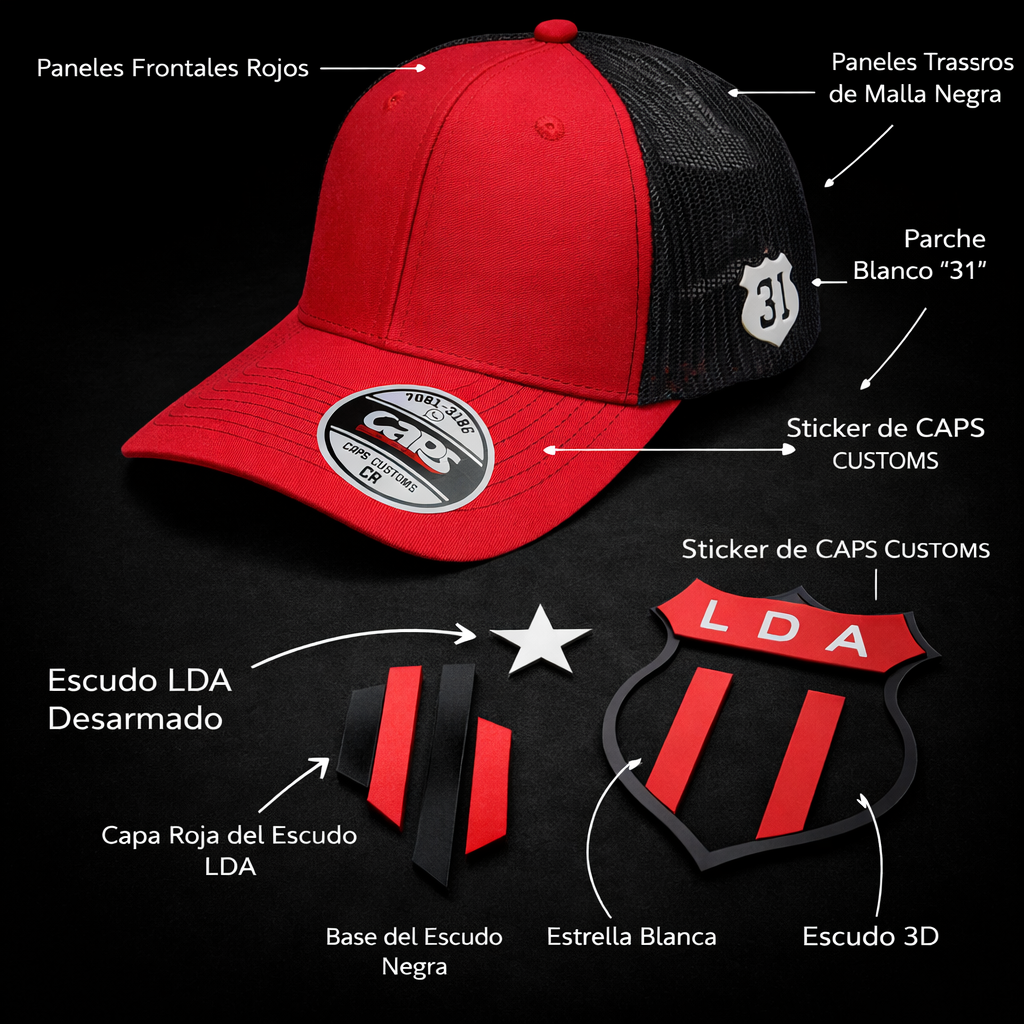 Gorra LDA Roja y Negro